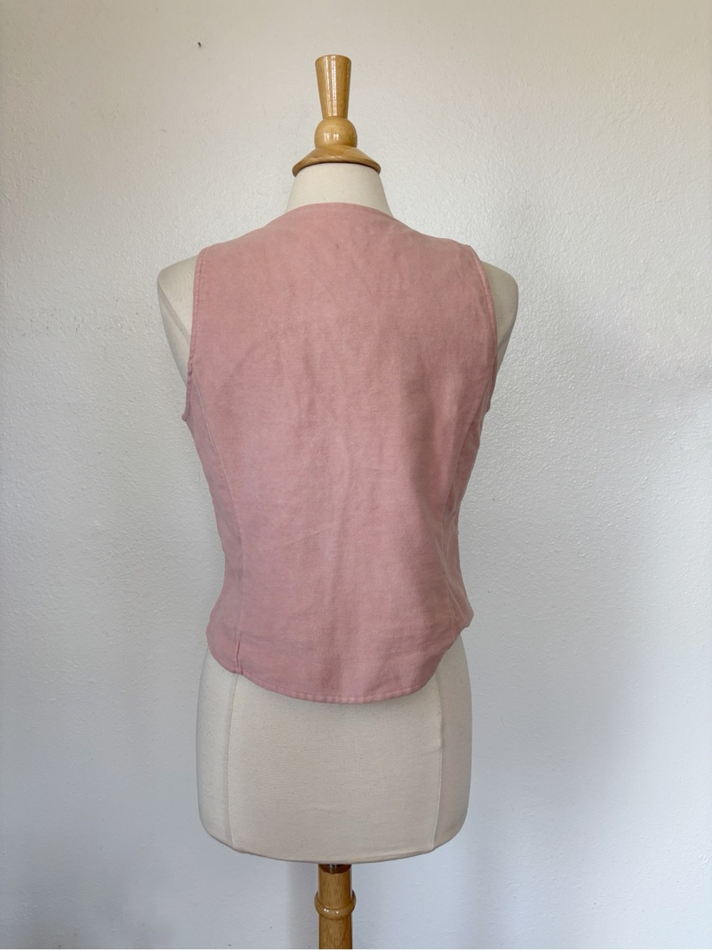 Vintage 70s Pastel Pink Faux Suede Vest - Picture 3 of 7